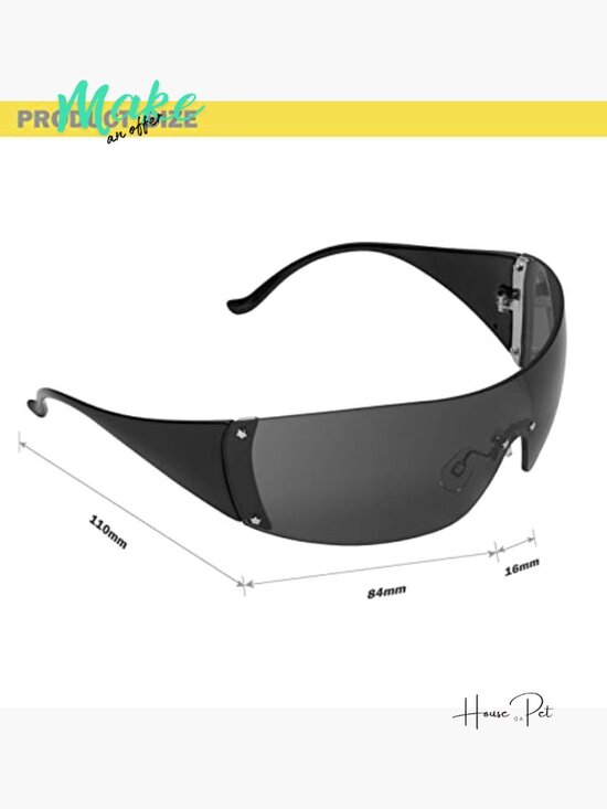 Y2K Wrap Around Sunglasses with Star Pattern UV400 Protection main image 4
